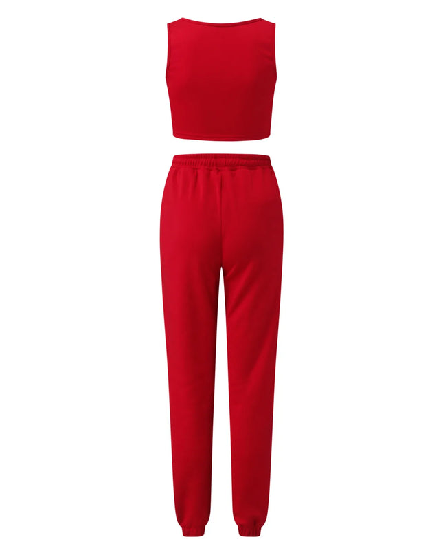 Women's Three-Piece Sweatshirt, Crop Top, and Drawstring Pants Set
