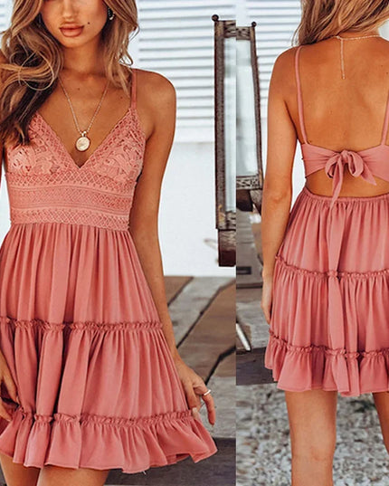 Women's Lace Spaghetti Strap Mini Dress