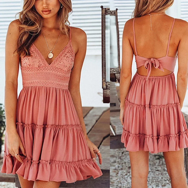 Women's Lace Spaghetti Strap Mini Dress