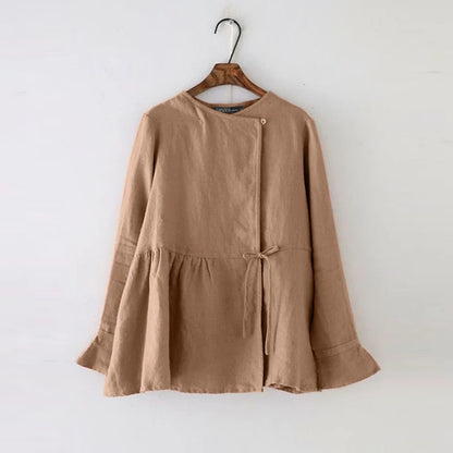 ZANZEA Vintage Women’s Long Flare Sleeve Cotton Blouse