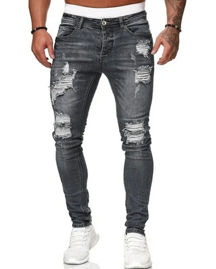 Men's Ripped Skinny Jeans - Casual Slim Fit Pencil Pants