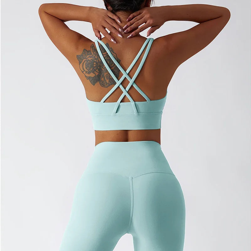 2-Piece Women's Yoga Set: Push-Up Bra and Leggings Combo - Various Colors