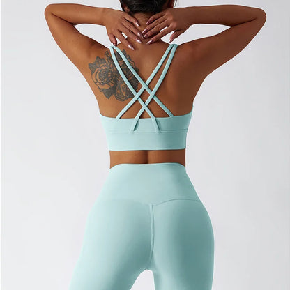 2-Piece Women's Yoga Set: Push-Up Bra and Leggings Combo - Various Colors