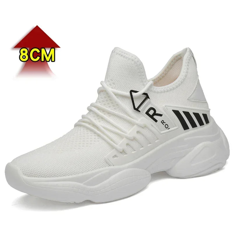Men's Elevator Sneakers with 8cm Height-Increasing Insole – Breathable Mesh Design