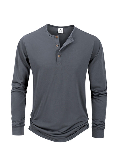 Men's Breathable Long Sleeve Button Henley Sweater