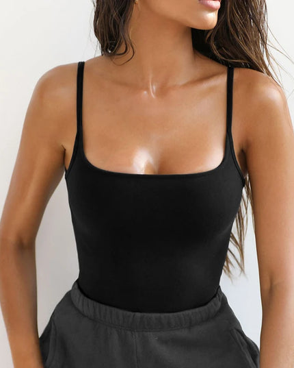 TERMEZY Women's Square Neck Slim Fit Tank Top with Thin Straps