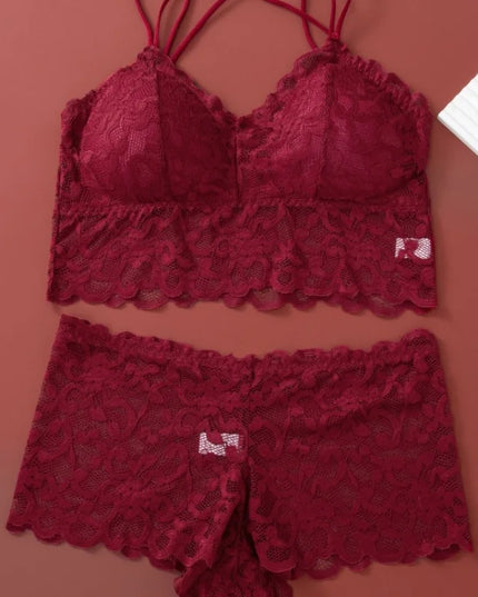 Lace Non-Wire Bra and Ultra-Thin Low Rise Briefs Set for Women - Transparent Comfort Underwear