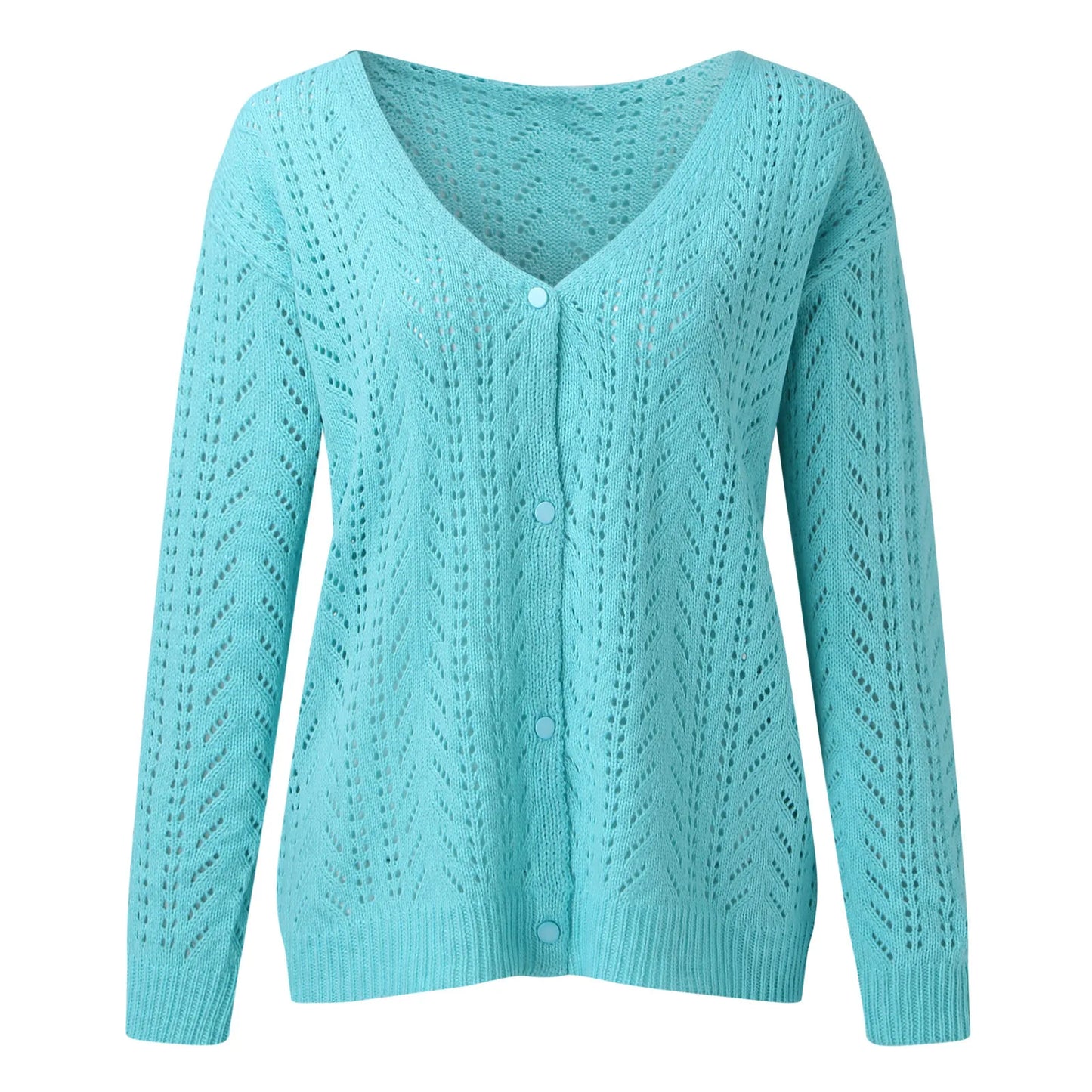 Women's Hollow Knit Cardigan – Stylish Lightweight Open-Front Sweater