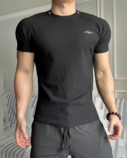 Men's Honeycomb Pattern Quick-Dry Breathable Elastic T-Shirt