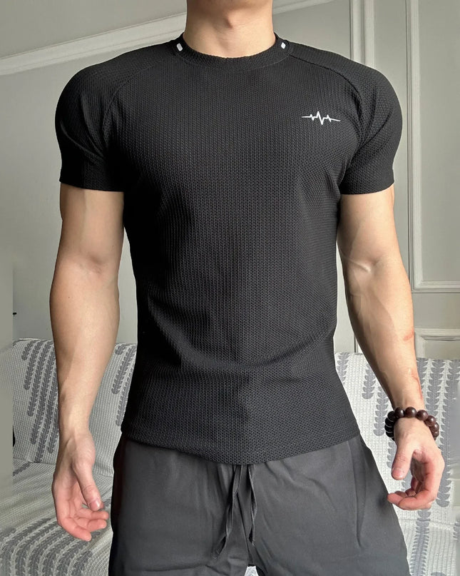 Men's Honeycomb Pattern Quick-Dry Breathable Elastic T-Shirt