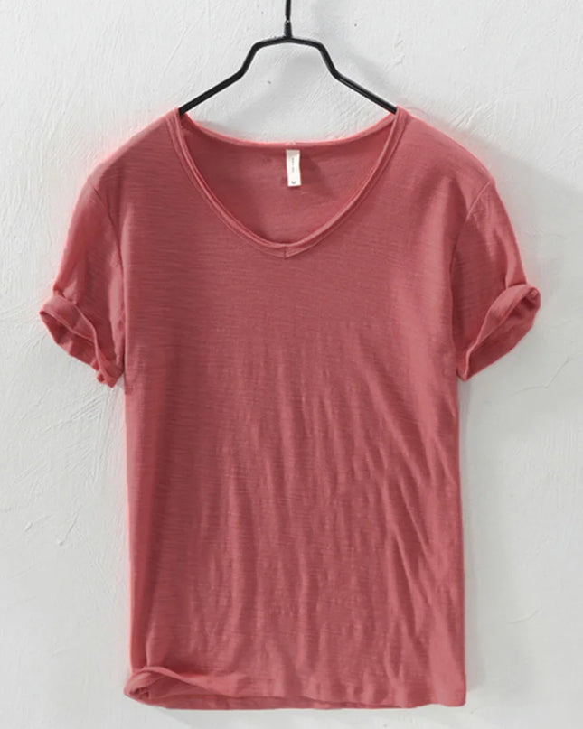 Women's V-Neck Short Sleeve Slim Fit T-Shirt - Various Colors