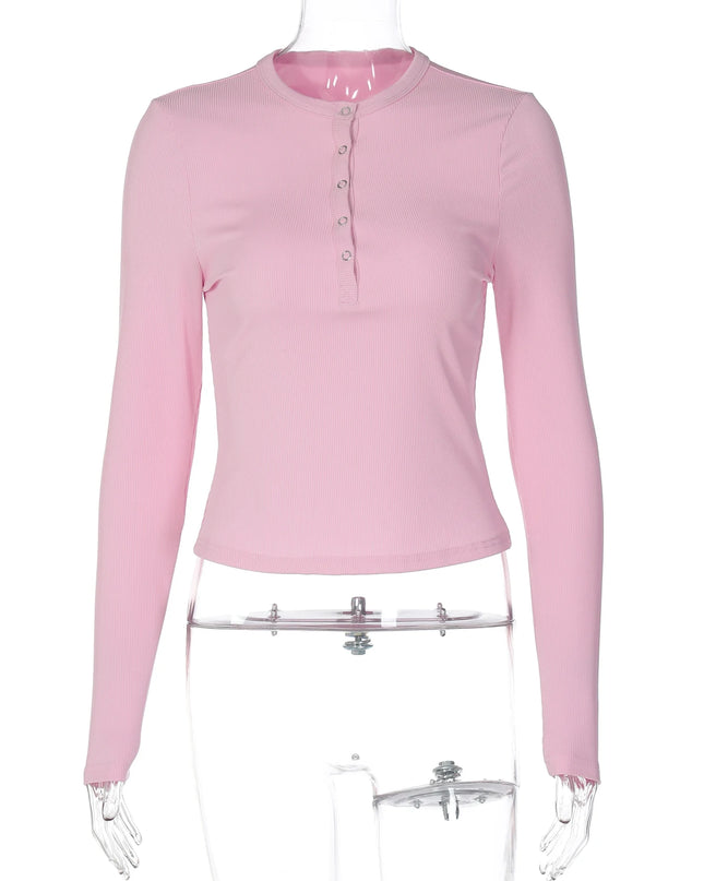 Women's Long Sleeve Ribbed Slim Fit Single Breasted Sweater