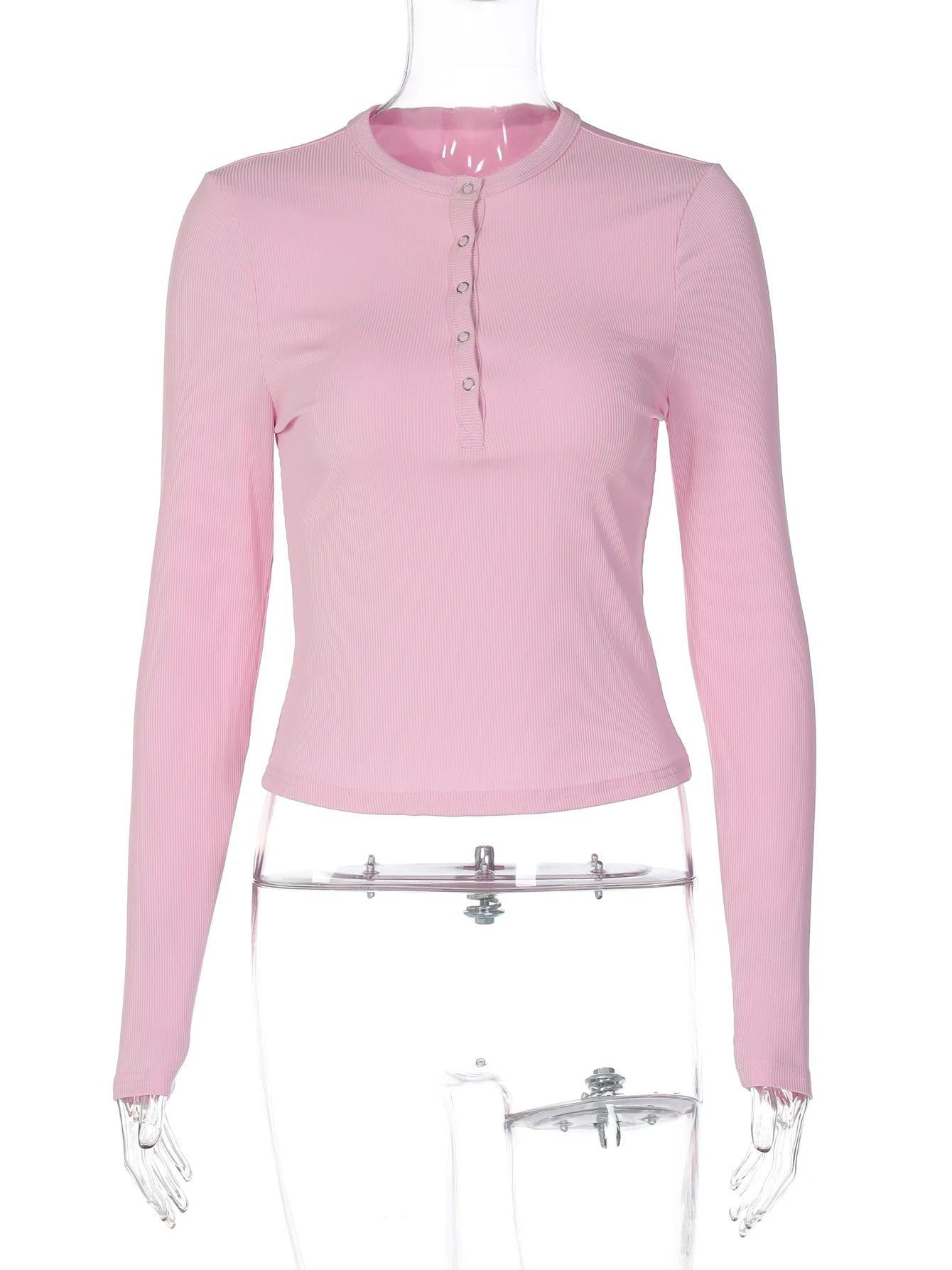 Women's Long Sleeve Ribbed Slim Fit Single Breasted Sweater