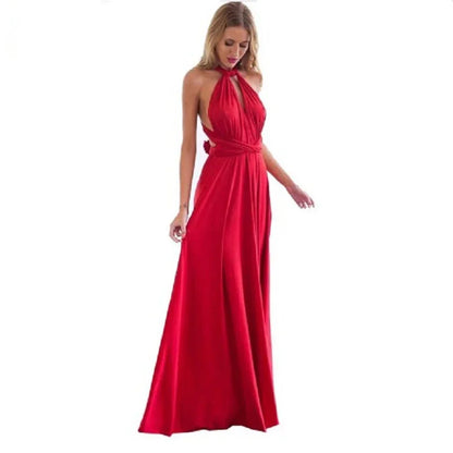 Convertible Red Bandage Dress for Women - Multiway Long Wrap Style