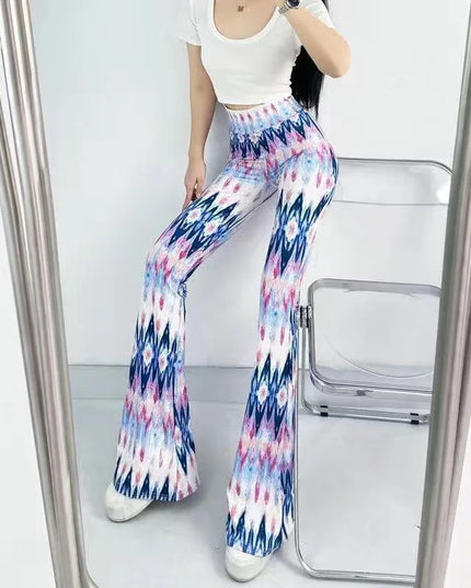 Women's Slim High Waist Striped Flare Pants