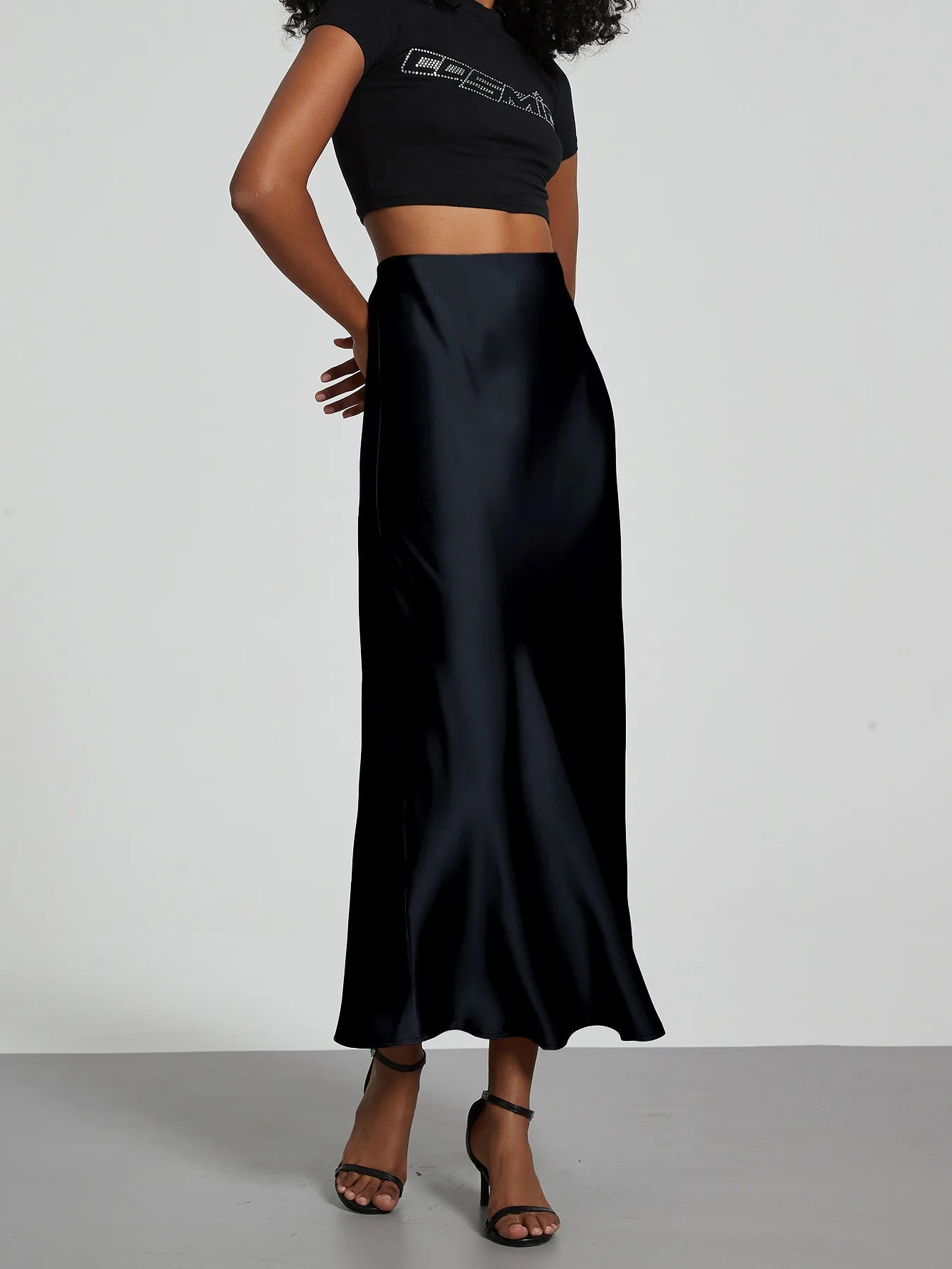 Women's Sophisticated High-Waisted Satin Maxi Skirt