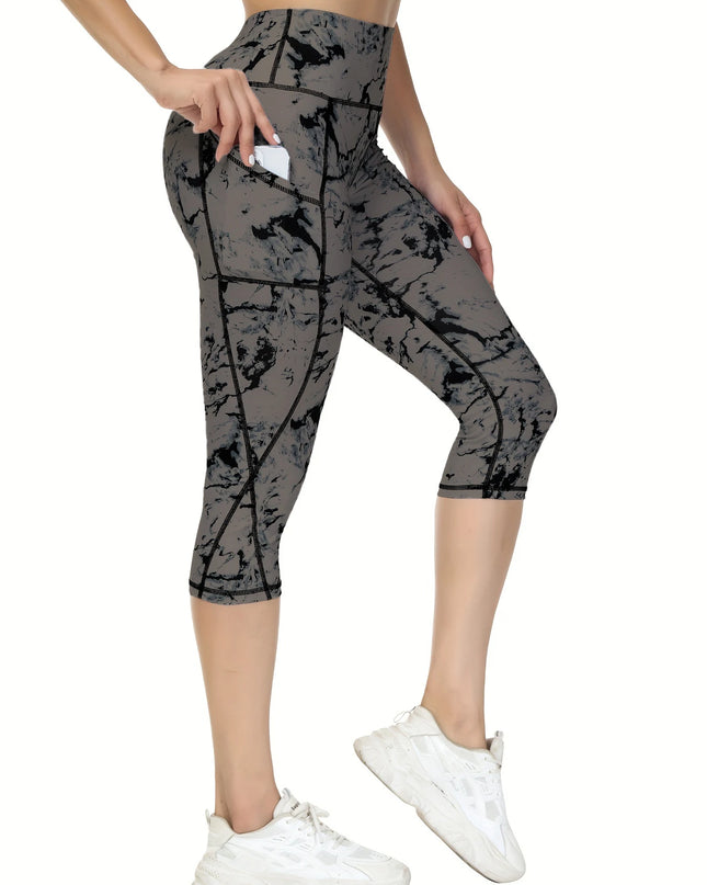 High Waisted Capri Leggings for Women with Pockets