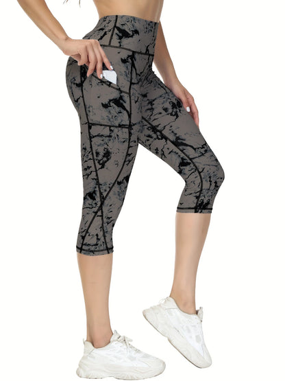 High Waisted Capri Leggings for Women with Pockets