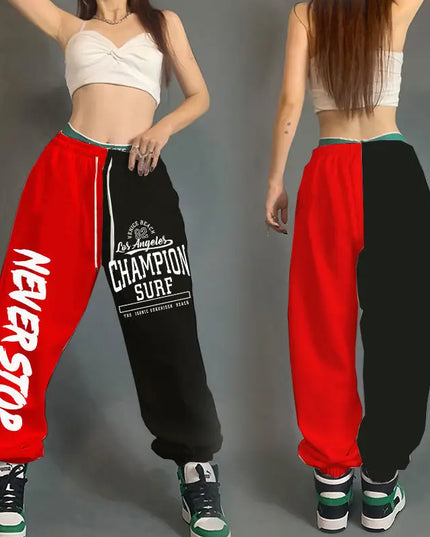High Waist Women's Cotton Sweatpants with Letter Print