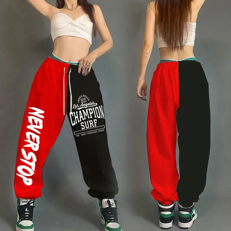 High Waist Women's Cotton Sweatpants with Letter Print