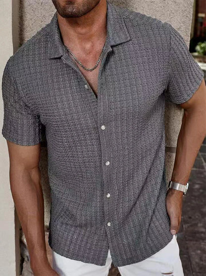 Vintage Mesh Mens Casual Breathable Hollow-Out Shirt