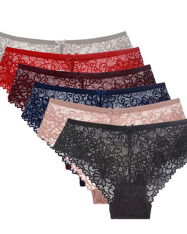 5-Piece Women's Lace Briefs Set - Transparent Low-Rise Panties