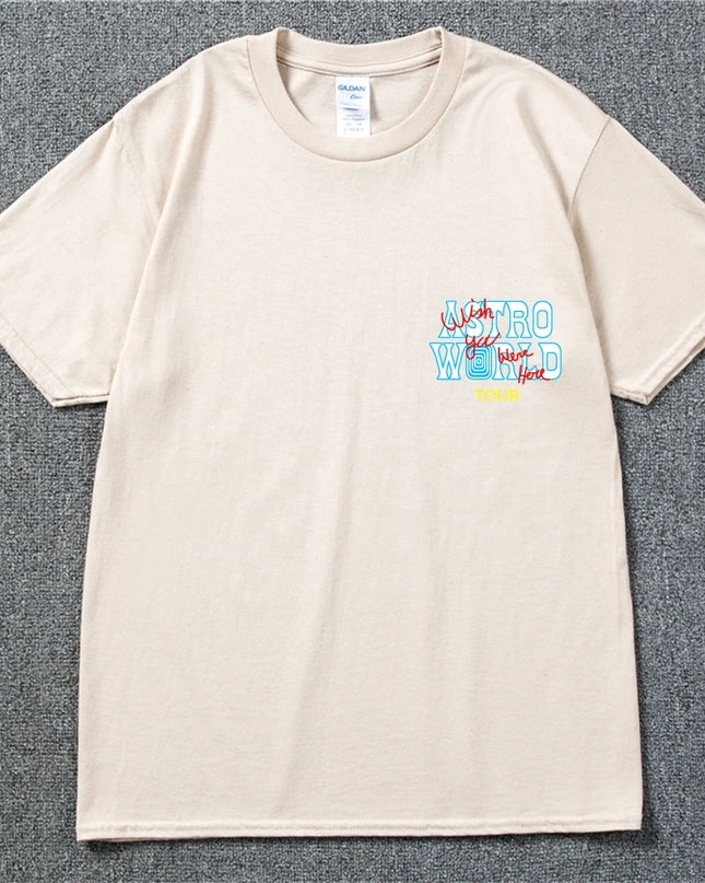 New Summer Hip Hop T Shirt Men Women Cactus Jack Harajuku T-Shirts WISH YOU WERE HERE Letter Print Tee Tops Fashion streetwear