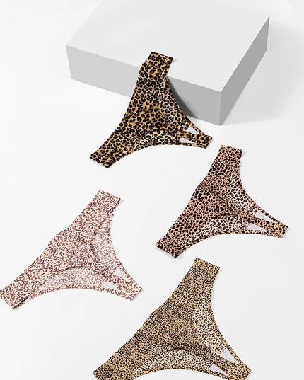 3-Piece Women's Fashion Leopard Thong Set - Seamless, Breathable, and Cozy Lingerie G-Strings