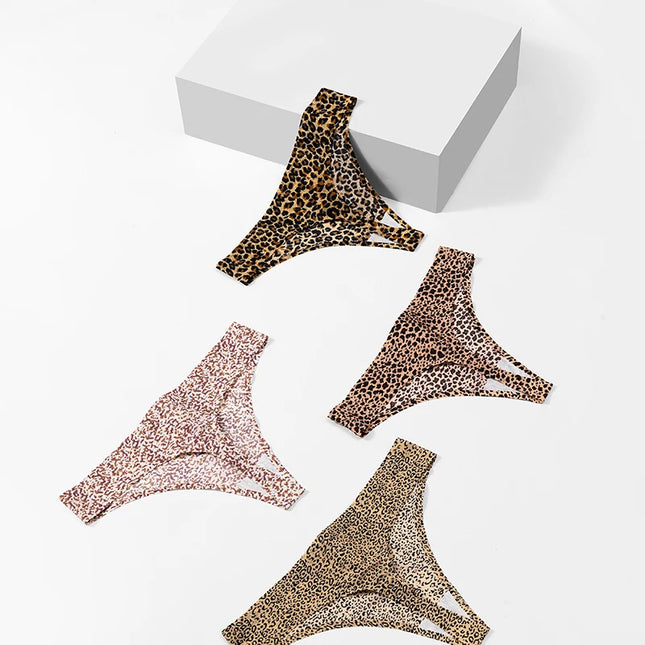 3-Piece Women's Fashion Leopard Thong Set - Seamless, Breathable, and Cozy Lingerie G-Strings