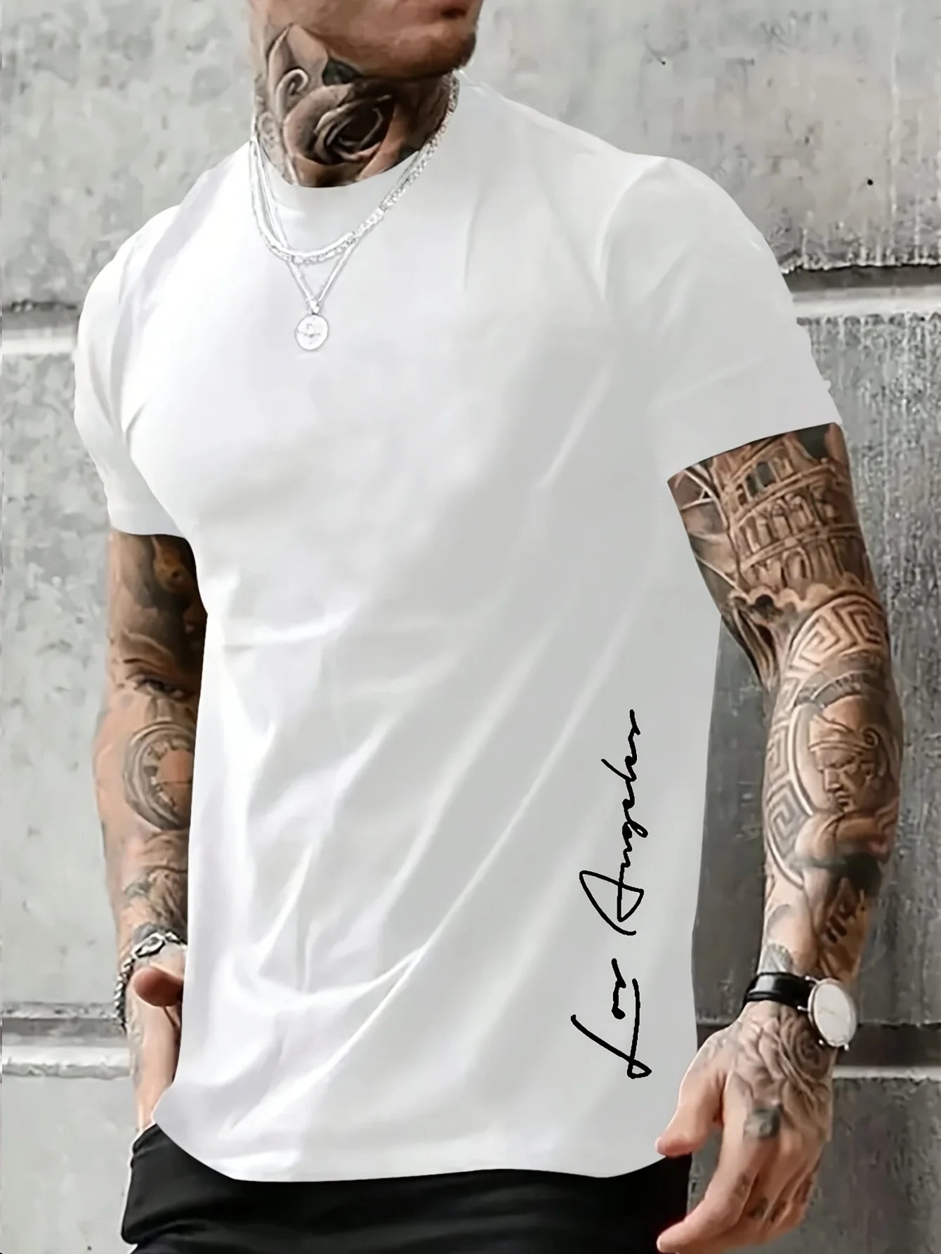 Men's Cotton T-Shirt with Los Angeles Print