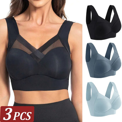 3-Piece Women's Seamless Lace Sports Bras