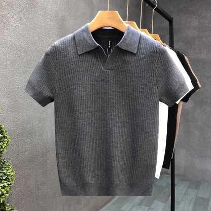 Men's Korean Style Slim Fit Polo Shirt – Thin Knit T-Shirt for Men