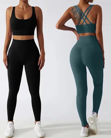 2-Piece Women's Yoga Set: Push-Up Bra and Leggings Combo - Various Colors