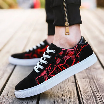 Men's Graffiti-Print Vulcanized Canvas Sneakers