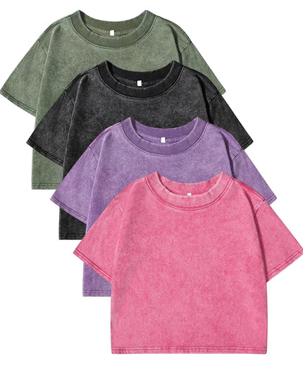 Women's Slim Fit Washed Cropped T-Shirt