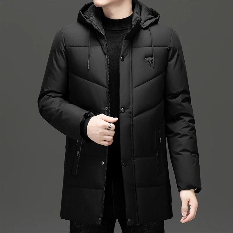 Men's Cotton Padded Hooded Coat - Oversized Parka Jacket for Men