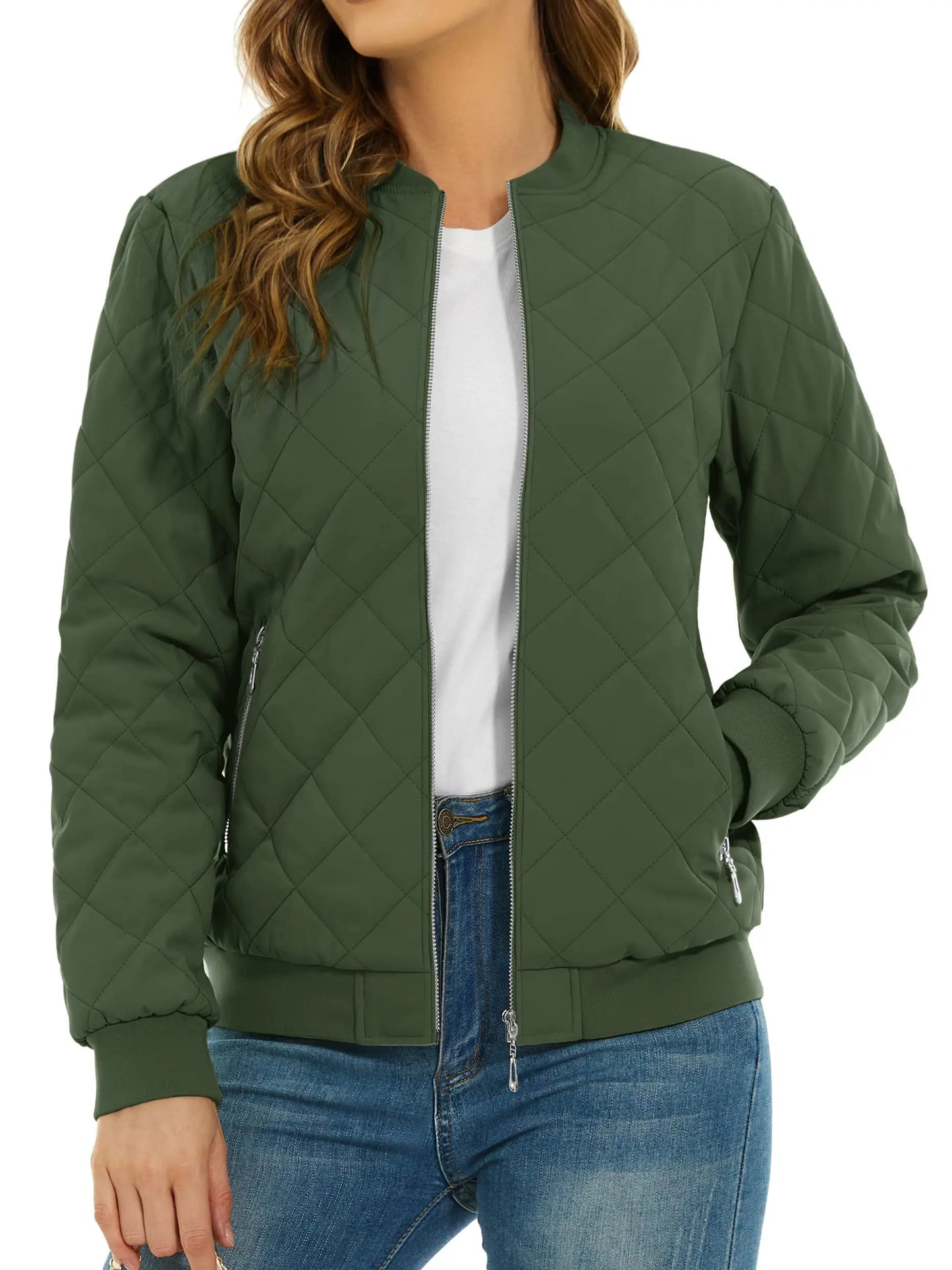 TACVASEN Women's Padded Warm Jacket – Diamond Quilted Zip-Up Winter Coat