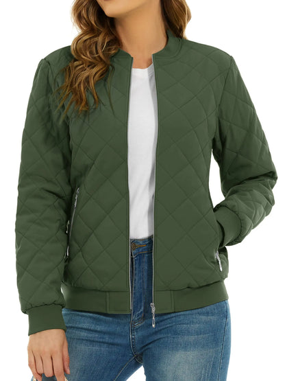 TACVASEN Women's Padded Warm Jacket – Diamond Quilted Zip-Up Winter Coat