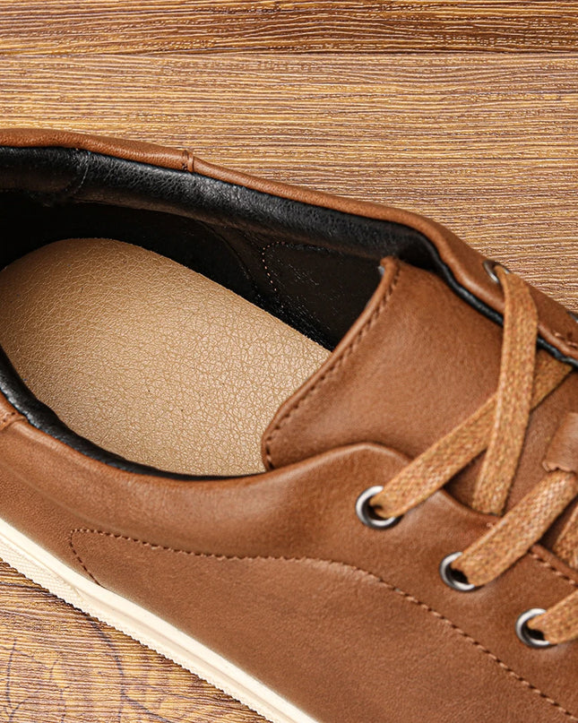 Men's Casual Faux Leather Lace-Up Sneakers