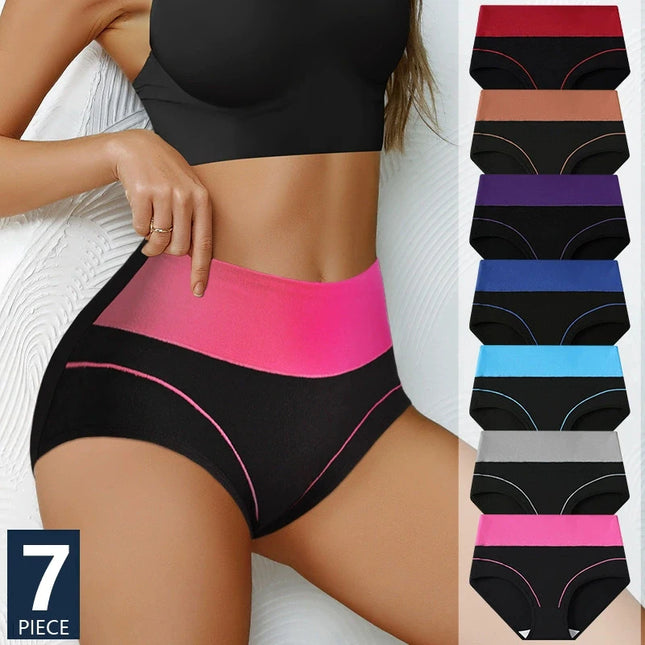 7-Piece High-Waist Body Shaper Cotton Briefs for Women, Slimming & Breathable