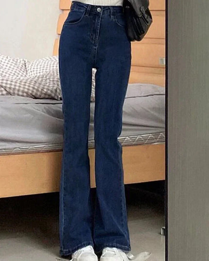 Women’s High-Waist Flare Jeans with Elastic Boot Cut – Vintage Style