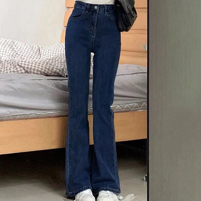 Women’s High-Waist Flare Jeans with Elastic Boot Cut – Vintage Style