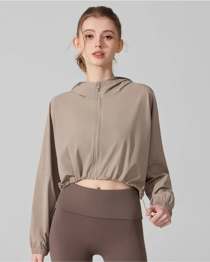 Women's Activewear Cropped Jacket - Breathable & Quick-Drying