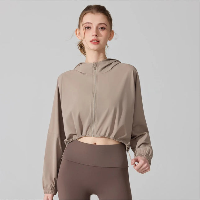 Women's Activewear Cropped Jacket - Breathable & Quick-Drying