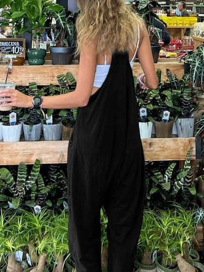 Women's Casual Baggy Jumpsuits with Pockets & Straps