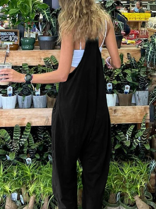 Women's Casual Baggy Jumpsuits with Pockets & Straps