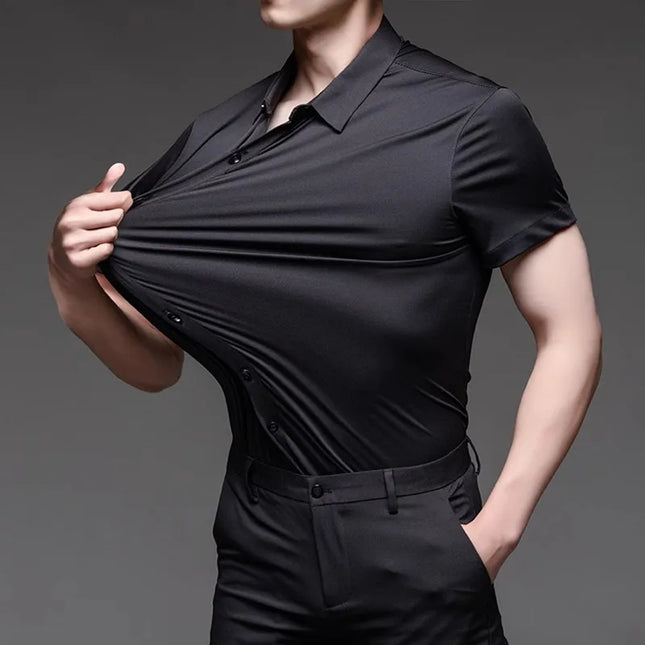 High-Stretch Men's Short Sleeve Casual Shirt