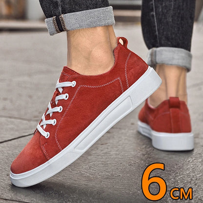 Men's Faux Suede Casual Elevator Sneakers with 6cm Hidden Heel
