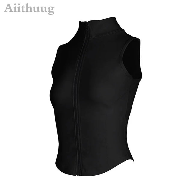 Women's Sleeveless Zip-Up Athletic Sweat Vest Jacket - Various Colors