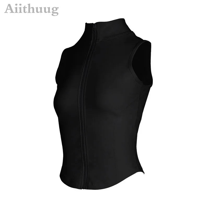 Women's Sleeveless Zip-Up Athletic Sweat Vest Jacket - Various Colors